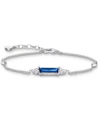 Thomas Sabo A2018-166-1-L19V Bracelet en argent sterling 925 avec pierres bleues et blanches pour femme Bleu saphir Longueur 16-19 cm