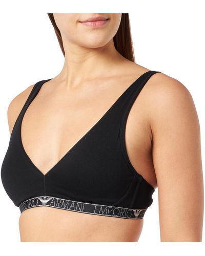 Emporio Armani Bralette With Removable And Essential Studs Logo Padded Bra - Schwarz
