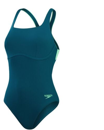 Speedo Flex Band Swimsuit With Integrated Swim Bra - Blue