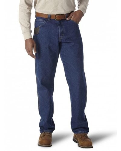 Wrangler Riggs Workwear Jeans da Uomo Ripstop Carpenter - Blu
