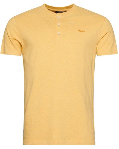 Superdry Logo Emb S/s Henley Shirt - Yellow