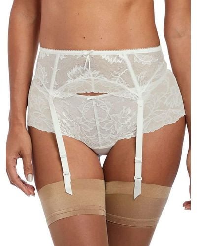 Freya Bronte Lace Suspender Garter Belt - White