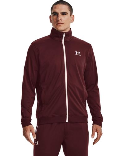 Under Armour Sportstyle Jersey Jacket Warmup Tops - Red