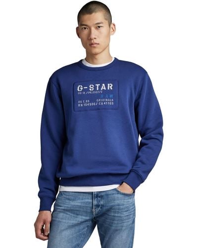 G-Star RAW Premium Graphic Crew Neck Sweatshirt - Blue