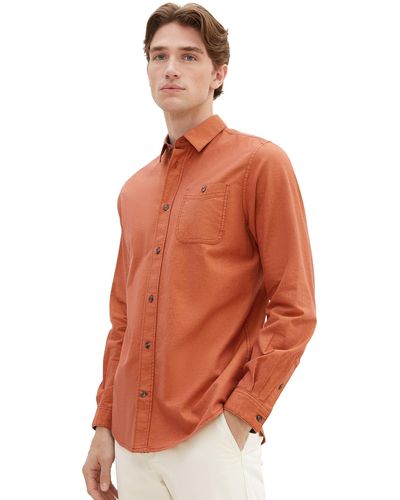 Tom Tailor 1037450 Regular Fit Hemd aus Baumwolle - Orange