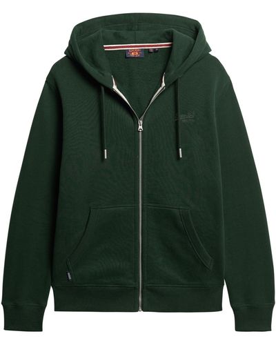 Superdry Sweatshirt Zipper ESSENTIAL LOGO ZIP HOODIE Forest Green Khaki - Grün