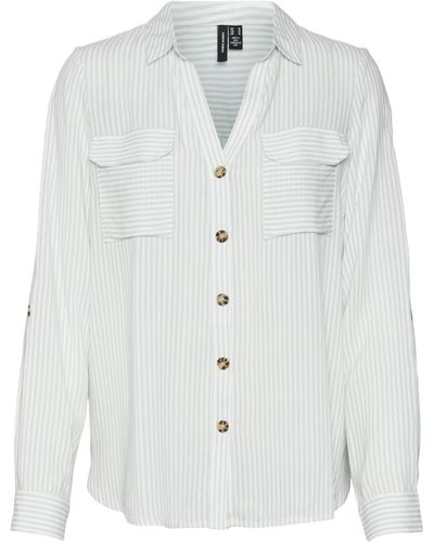 Vero Moda Vmbumpy L/S Shirt New Wvn Ga Noos Camicia da Donna - Bianco