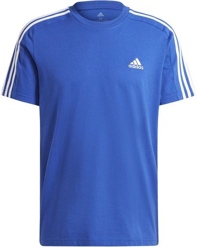 adidas Essentials Single Jersey 3-Stripes Tee T-Shirt - Blau