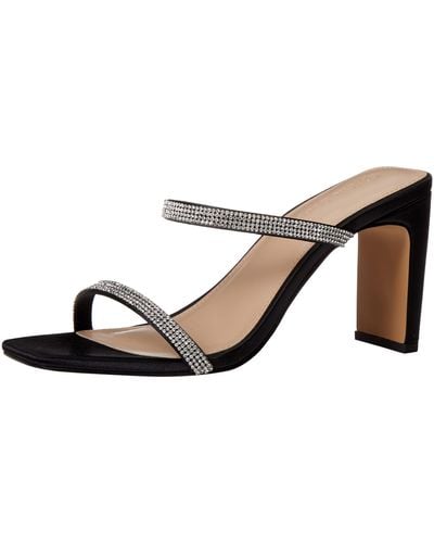 The Drop Avery Square Toe Two Strap High Heeled Sandal - Black
