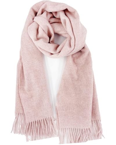 HIKARO Winter Warm Scarf Solid Colour Wool Shawl Wrap For Soft Tassel Stole Long Scarves - Pink
