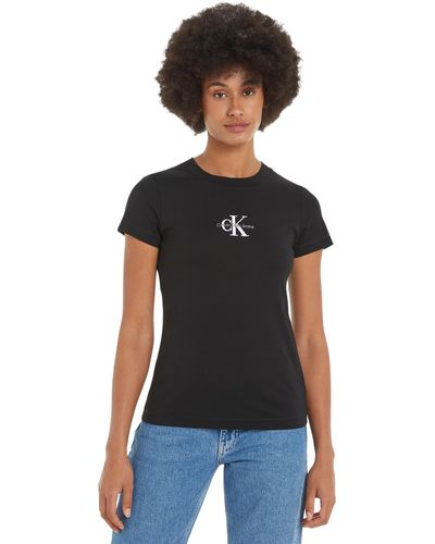 Calvin Klein Monologo Slim Tee J20j223563 S/s T-shirt - Black
