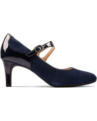 Clarks Dancer Reece Leather Shoes In Navy Standard Fit Size 5 - Blue