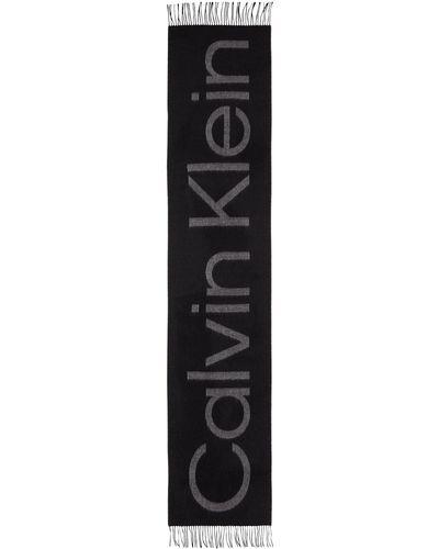 Calvin Klein Schal Dark Jacquard Wolle - Schwarz