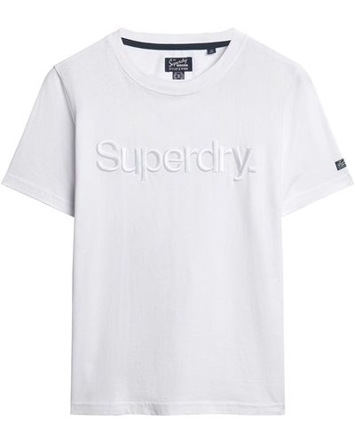 Superdry Tonal Embroidered Logo T Shirt - White