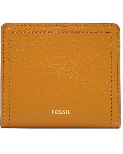 Fossil Donna Logan Giallo Pelle Bifold Portafoglio - Arancione