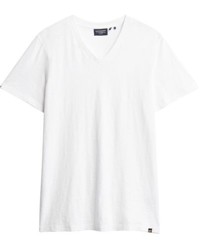 Superdry T-Shirt aus Flammgarn mit V-Ausschnitt Optik L - Weiß