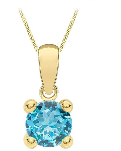 Amazon Essentials 9ct Gold December Birthstone Pendant Necklace - Blue