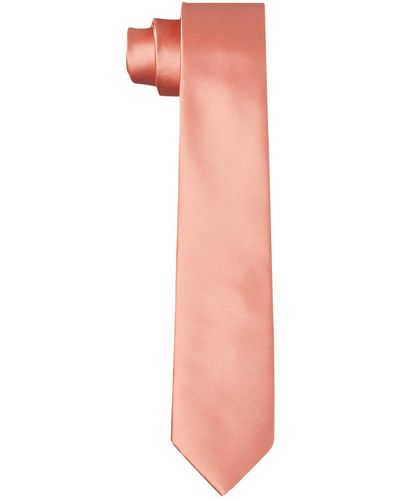 HIKARO Krawatte handgefertigt im Seidenlook 6 cm schmal - Lachsfarben - Schwarz