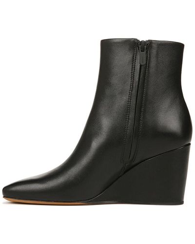 Vince S Andy Wedge Ankle Bootie Black Leather 8.5 M