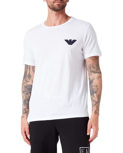 Emporio Armani Sponge Eagle Crew Neck T-Shirt - Weiß