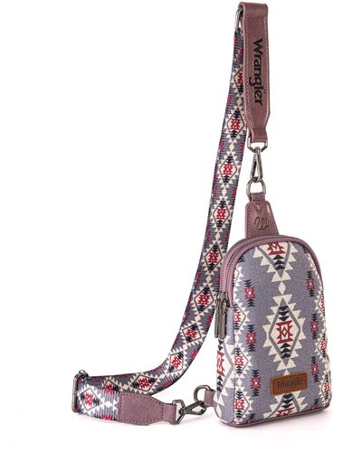 Wrangler Crossbody Sling Bags For Cross Body Fanny Pack Purse With Detachable Strap - Purple