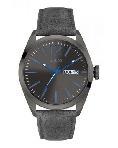 Guess Analogue Quartz Watch With Leather Strap W0658g6 - Grey