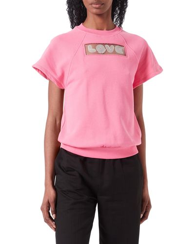 Love Moschino Felpa con iche Corte Maglia di Tuta - Rosa