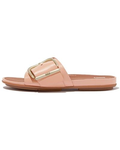 Fitflop Gracie Maxi-buckle Leather Slides Wedge Sandal - Brown