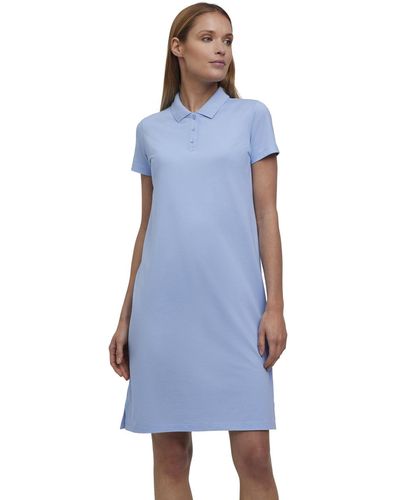 FALKE Kleid Basic Pique Polo Dress W DR Baumwolle Kleid 1 Stück - Blau