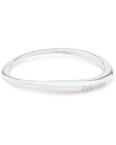 Calvin Klein Women's Elongated Drops Collection Bangle Bracelet Stainless Steel - 35000349 - White