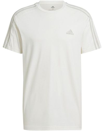 adidas Kurzarmshirt ESSENTIALS SINGLE JERSEY 3-STREIFEN T-Shirt creme-weiß