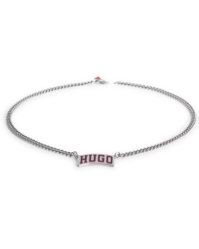 HUGO Chain Necklace With New-season Logo Pendant - White