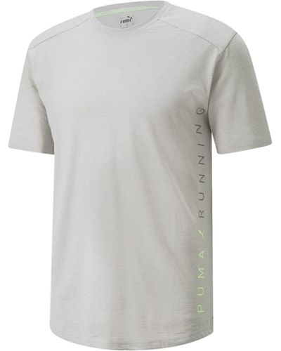 PUMA Tops Logo Kurzärmliges Lauf-T-Shirt L Harbor Mist Gray - Grau