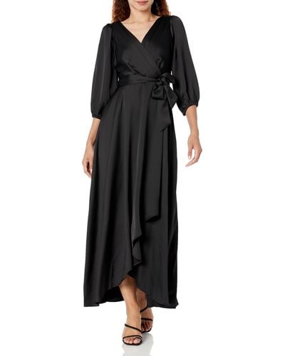 DKNY 3/4th Sleeve Faux Wrap Dress - Black