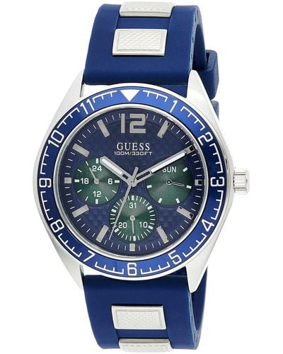 Guess Homme Uhr Analogique QUARTZ mit Silicone Armband W1167G1 - Blu