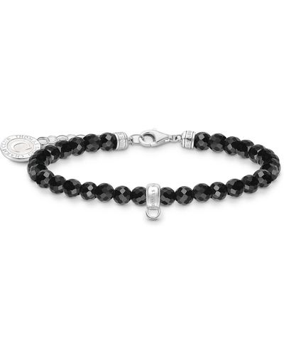 Thomas Sabo Silver Member Charm Bracelet With Black Beads 925 Sterling Silver