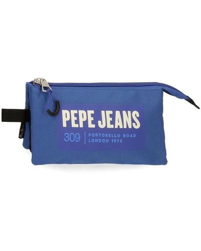 Pepe Jeans Enso Darren Astuccio triplo blu 22 x 12 x 5 cm Poliestere