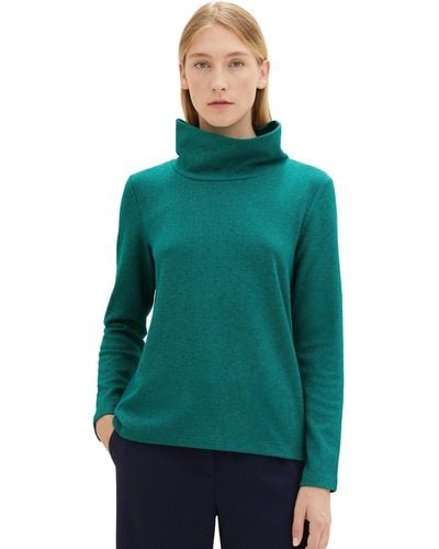 Tom Tailor 1038885 Cosy Sweatshirt mit Kragen - Grün