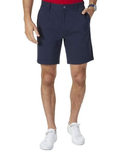 Nautica Classic Fit Flat Front Stretch Solid Chino Deck Legere Shorts - Blau