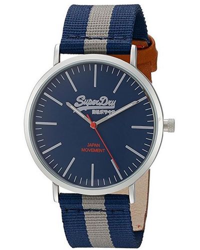 Superdry Volwassenen Analoog Kwarts Horloge Met Lederen Armband Sygsyg183ue - Blauw
