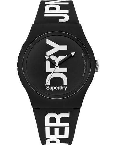Superdry Analogique Quartz Montre avec Bracelet en Silicone SYG189BW - Noir