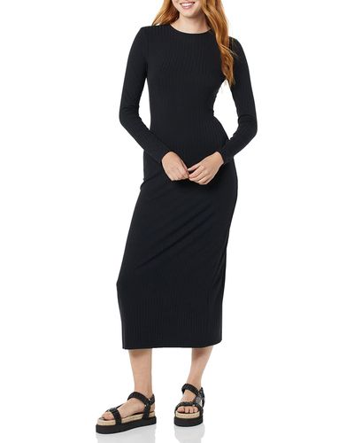 Amazon Essentials Wide Rib Open Back Long-sleeve Dress - Black