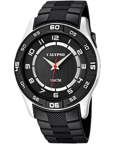 Calypso St. Barth Quartz Watch With Black Dial Analogue Display And Black Plastic Strap K6062/4