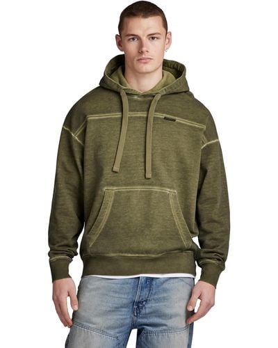 G-Star RAW Garment Dyed Loose Hoodie Donna ,Verde scuro