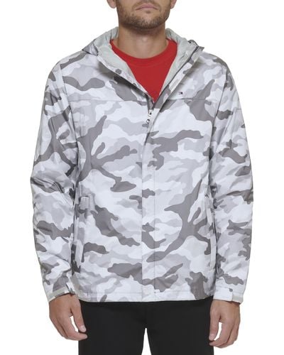 Tommy Hilfiger Lightweight Breathable Waterproof Hooded Jacket - Grey