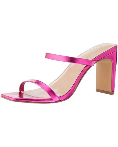 The Drop Avery Square-toe Two-strap High Heeled Sandal Rose Pink - Black