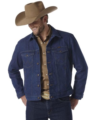 Wrangler Western Style Unlined Denim Jacket - Blue
