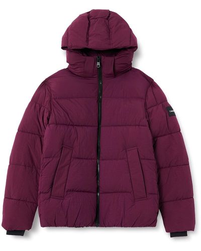 Calvin Klein Crinkle Nylon Puffer Jacket Padded - Purple