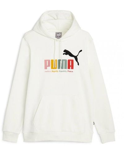 PUMA Sweatshirt ESS+ Multicolor Hoodie FL - Weiß
