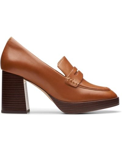 Clarks Zoya85 Walk Leather Shoes In Tan Standard Fit Size 6 - Brown